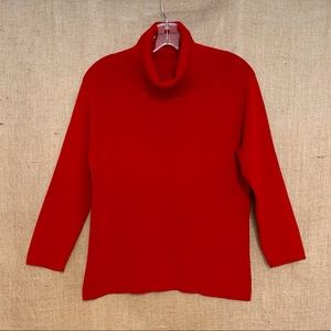 TALBOTS Red Sweater Stretch Knit Turtleneck Size Large